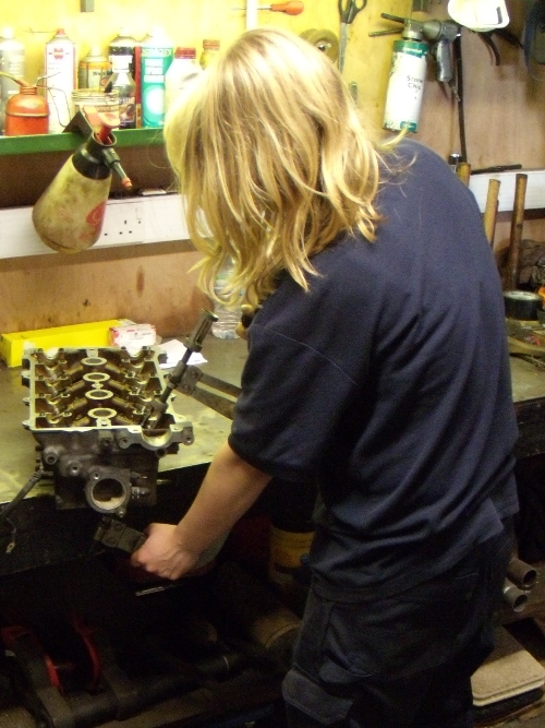 Engine rebuild work on the bench at Tom Laycock Motors